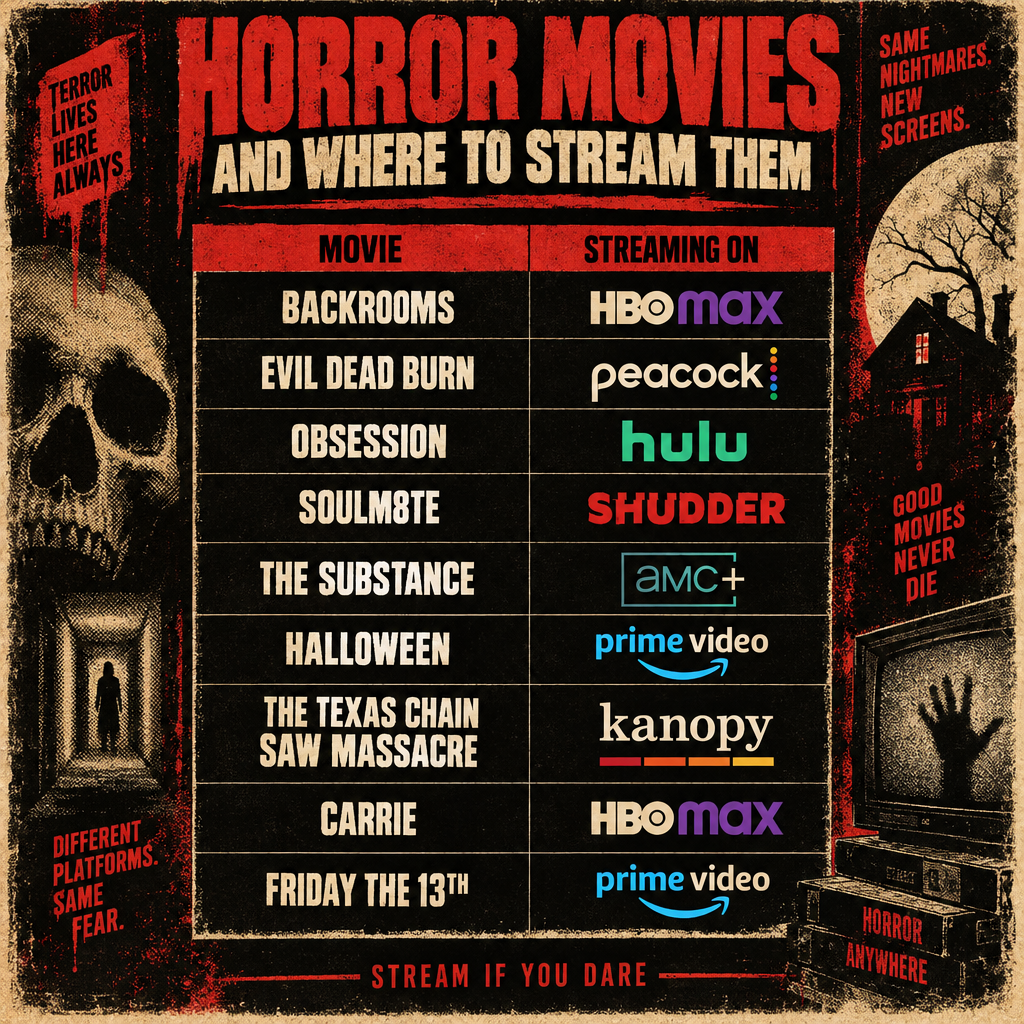 Weekend Horror Streaming Guide Table